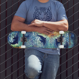 Dynamisk delfinvågsfärgad vågsfärgad skateboard i 