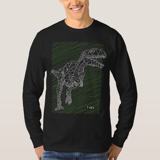 Dynamisk Dino: T-Rex Illustrationslinjer T Shirt (Framsida)