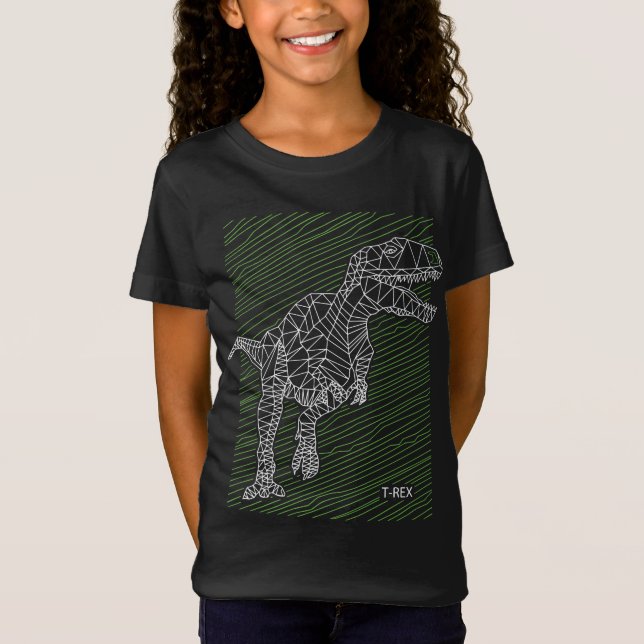 Dynamisk Dino: T-Rex Illustrationslinjer T Shirt (Framsida)