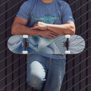 Dynamisk Fantasy Abstrakt Blå Tonalitet Fraktal Ko Mini Skateboard Bräda 18,5 Cm