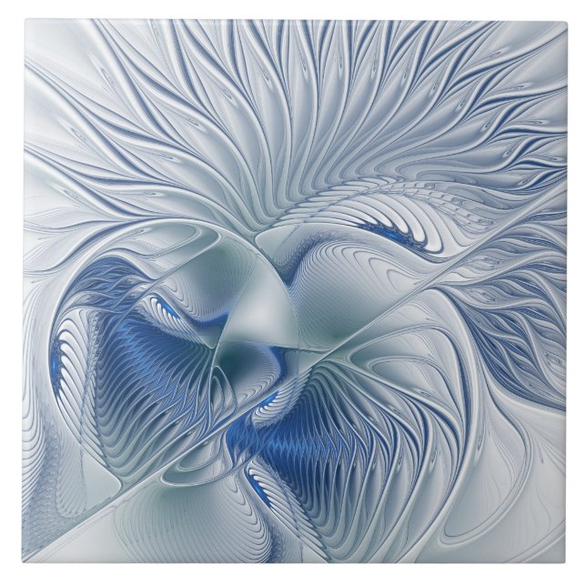 Dynamisk fantasy Abstrakt Blue Tones Fractal Art Kakelplatta (Framsidan)