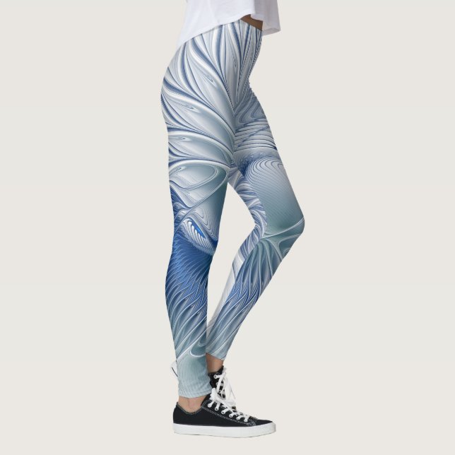 Dynamisk fantasy Abstrakt Blue Tones Fractal Art Leggings (Höger)