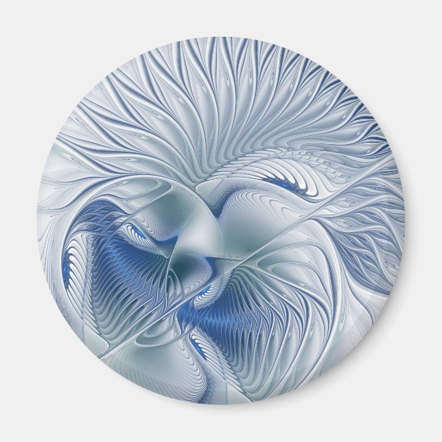 Dynamisk fantasy Abstrakt Blue Tones Fractal Art Magnet (Framsidan)