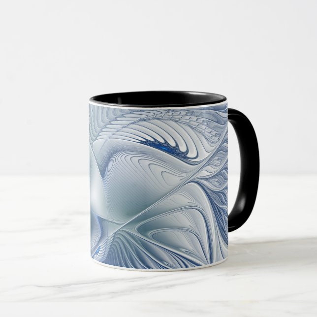 Dynamisk fantasy Abstrakt Blue Tones Fractal Art Mugg (Framsida höger)