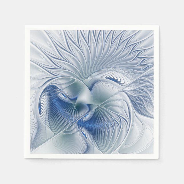 Dynamisk fantasy Abstrakt Blue Tones Fractal Art Pappersservett (Framsidan)