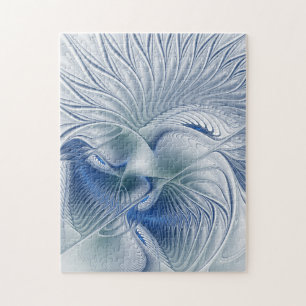 Dynamisk fantasy Abstrakt Blue Tones Fractal Art Pussel