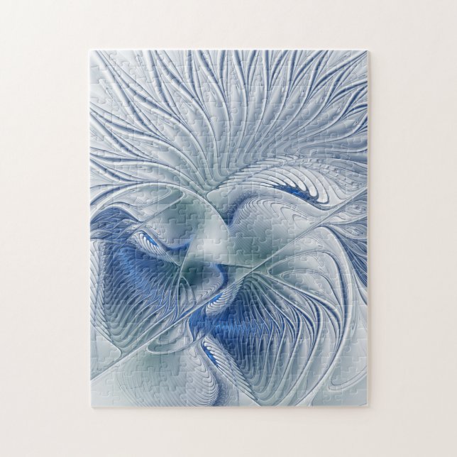 Dynamisk fantasy Abstrakt Blue Tones Fractal Art Pussel (Vertikal)