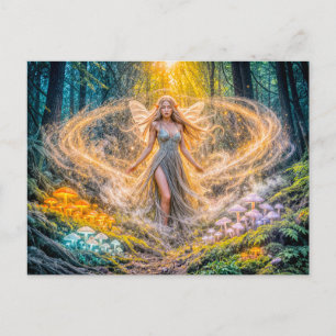 Dynamisk Fantasy Älva i Förtrollad Skog Svamp M Vykort