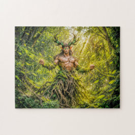 Dynamisk Fantasy Faun i Förtrollad Skogsatmosfär Pussel