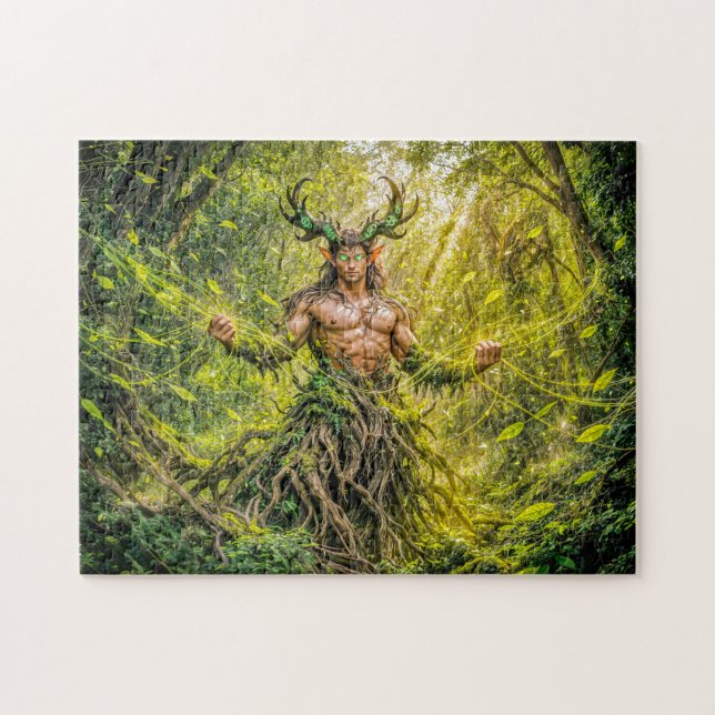 Dynamisk Fantasy Faun i Förtrollad Skogsatmosfär Pussel (Horisontell)