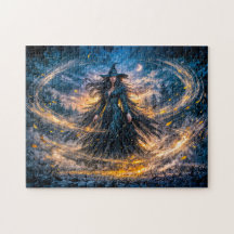 Dynamisk Fantasy Häxa med Magisk Atmosfärisk Energ