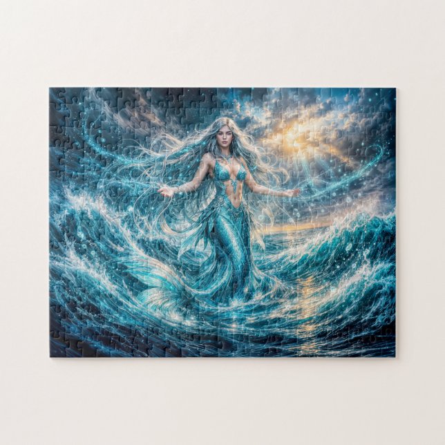 Dynamisk Fantasy Siren i Strålande Ocean Magi Pussel (Horisontell)