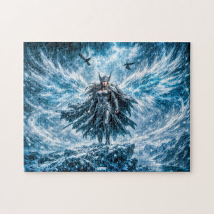 Dynamisk Fantasy Valkyria i strålande stridsscen A Pussel