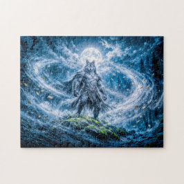 Dynamisk Fantasy Varulv Under Dramatisk Månsken Pussel