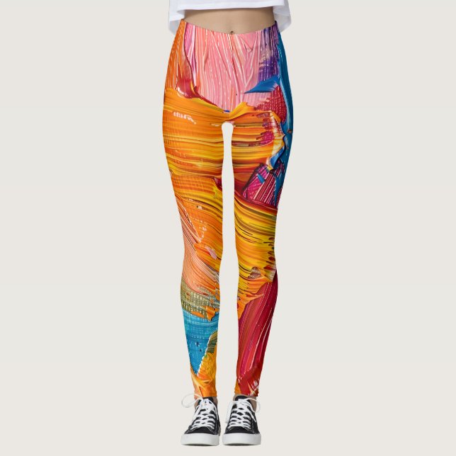 Dynamisk färgton Struktur: Modern Fluid Art Leggings (Framsida)
