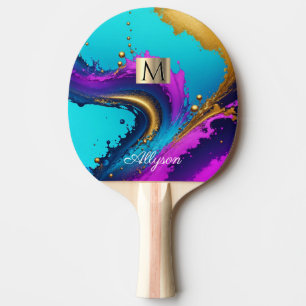Dynamisk flytande Abstrakt, Namn & Monogram, Vs 2 Pingisracket