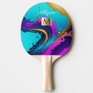 Dynamisk flytande Abstrakt, Namn och monogram Pingisracket