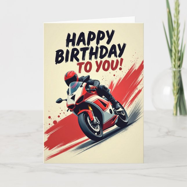 Dynamisk Födelsedags Motorcykelkort Kort (Framsida)