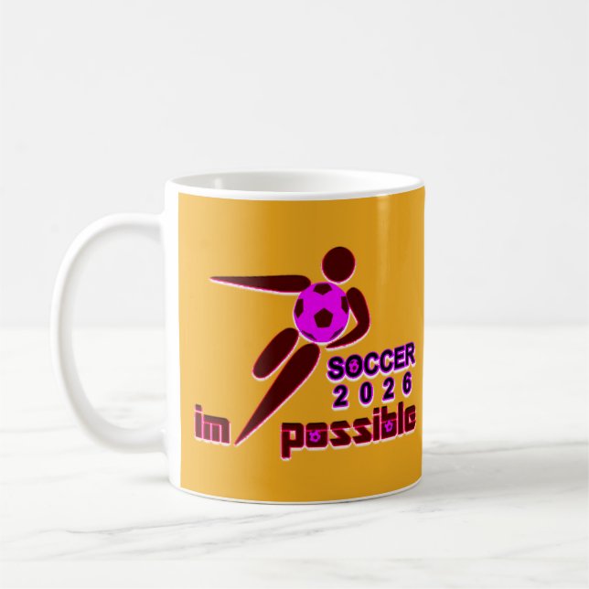Dynamisk fotboll 2026 Silhuett Design Kaffemugg (Vänster)