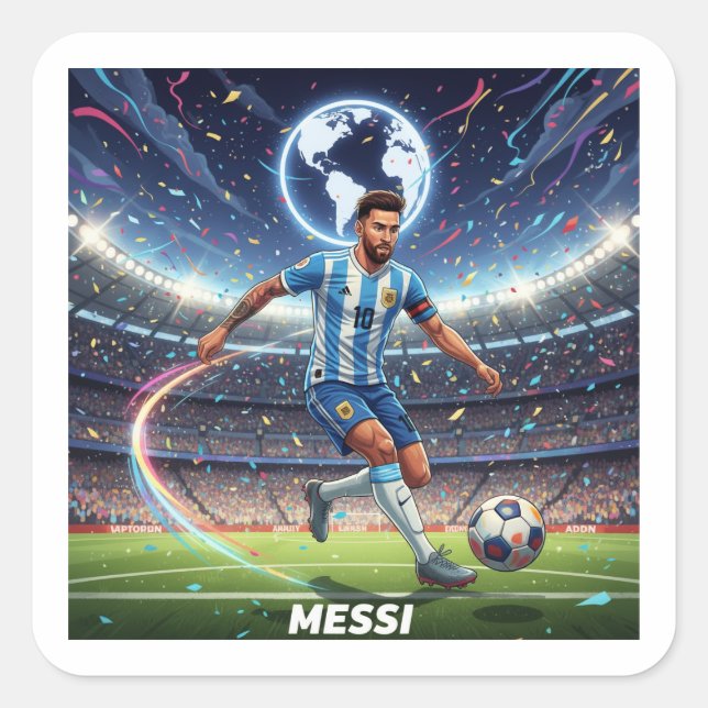 Dynamisk fotbollslegendasticker fyrkantigt klistermärke (Framsida)