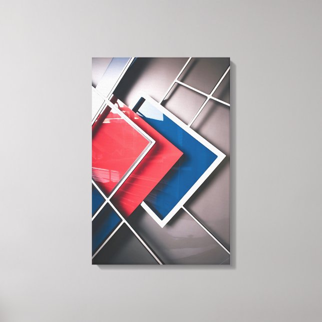 Dynamisk fusion: Red & Blue Geometric Wall Art Canvastryck (Framsida)