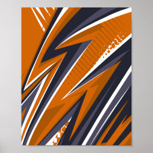 Dynamisk geometri i Orange, svartvitt, Grått och v Poster