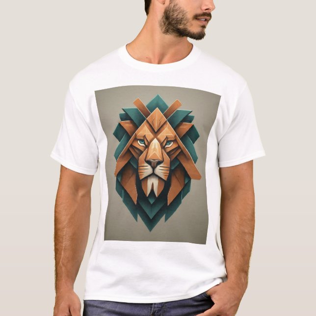 Dynamisk geometrisk Lejon Logotyp T-Shirt (Framsida)