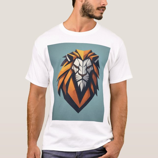 Dynamisk geometrisk Lejon Logotyp T-Shirt (Framsida)