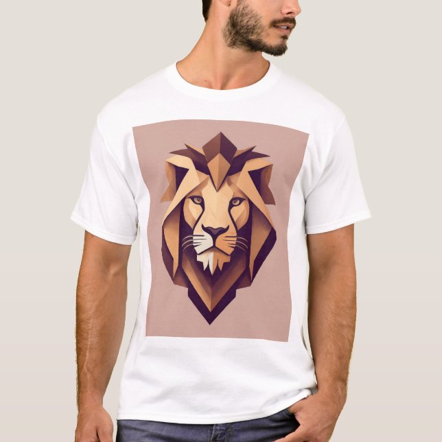 Dynamisk geometrisk Lejon Logotyp T-Shirt" T Shirt (Framsida)