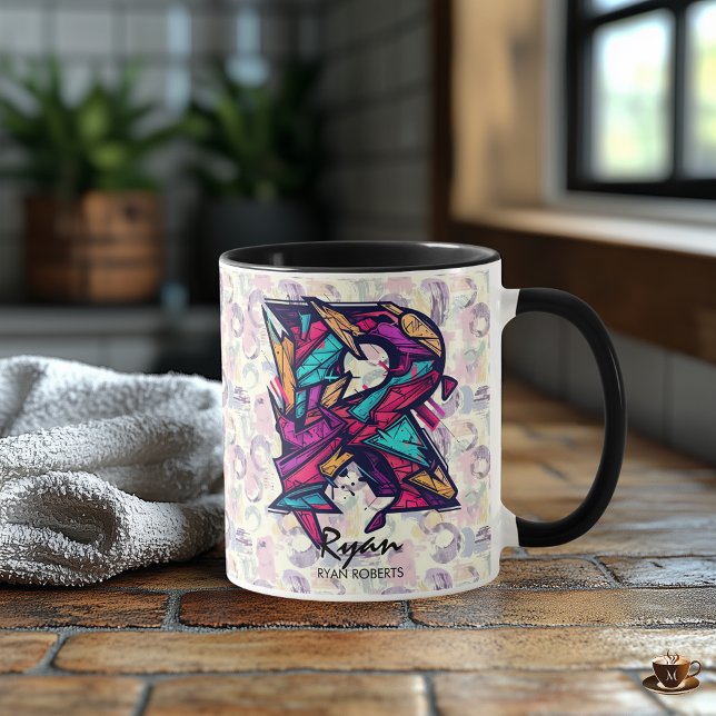 Dynamisk Geometrisk Monogramm Kopp - R för Ryan (Skapare uppladdad)