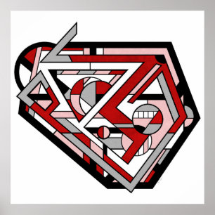 Dynamisk Grått Geometric Abstrakt Heart-design Poster