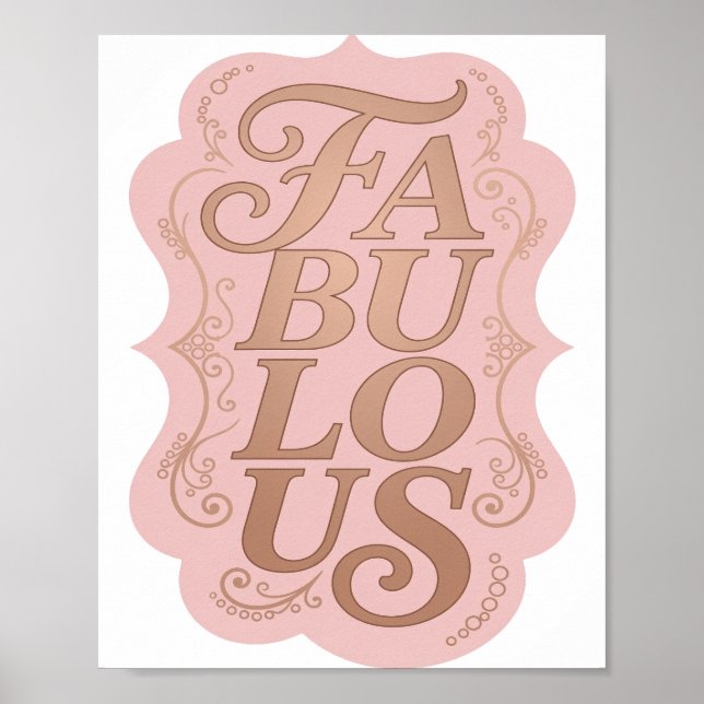 Dynamisk Guld FABULOUS 3D Text Konst Poster (Framsidan)