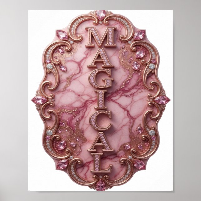 Dynamisk guld MAGISK 3D textkonst Poster (Framsidan)
