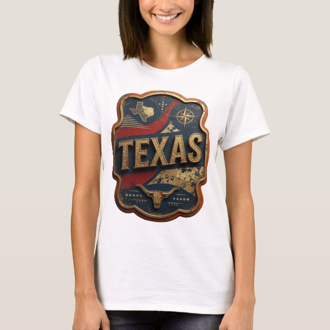 Dynamisk guld TEXAS 3D text konst T Shirt (Framsida)
