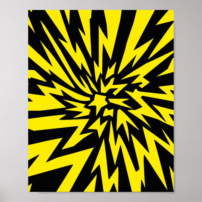 Dynamisk Gult och svart blixt Bultdesign Poster (Framsidan)