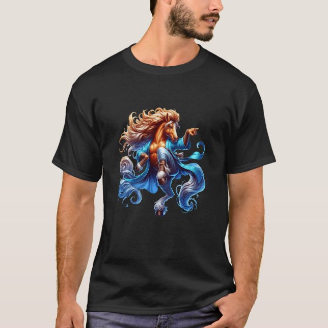Dynamisk Häst Krigare Dans Illustration T Shirt (Framsida)