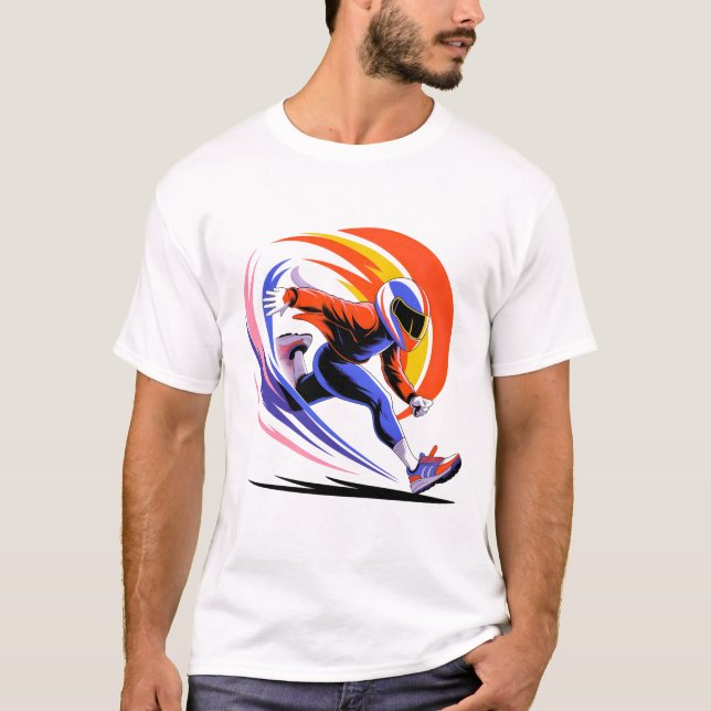 Dynamisk Hjälm Löpare Sprintande Virvel T-Shirt (Framsida)