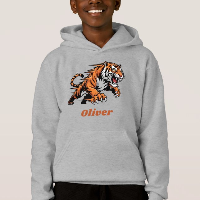 Dynamisk hopande tiger maskot  t shirt (Framsida)