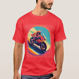 Dynamisk illustration av motorcyklist-Tävla T Shirt
