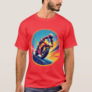 Dynamisk illustration av motorcyklist-Tävla T Shirt