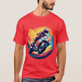 Dynamisk illustration av motorcyklist-Tävla T Shirt