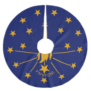 Dynamisk Indiana statlig flagga som är grafisk p Julgransmatta Borstad Polyester