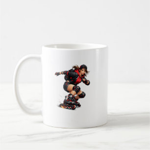 Dynamisk inline-rullskridsko-sportsdesign kaffemugg