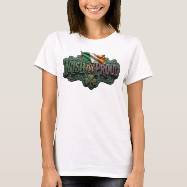 Dynamisk lila IRländsk och STOLT Tryck T Shirt (Framsida)