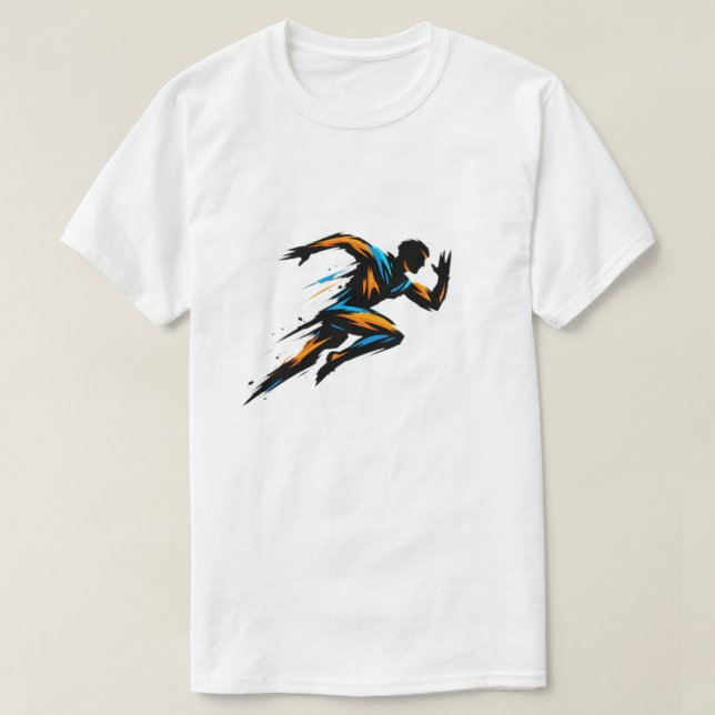 Dynamisk löpare i rörelse - Abstrakt hastighet och T Shirt (Design framsida)