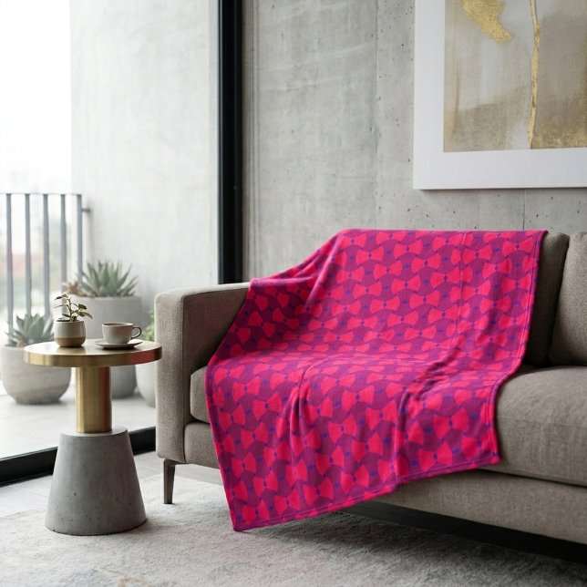 Dynamisk Magenta Lila Interlock Mönster Konst Fleecefilt (Skapare uppladdad)