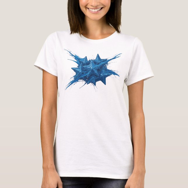 Dynamisk marin abstrakt stjärnor påstående design t shirt (Framsida)