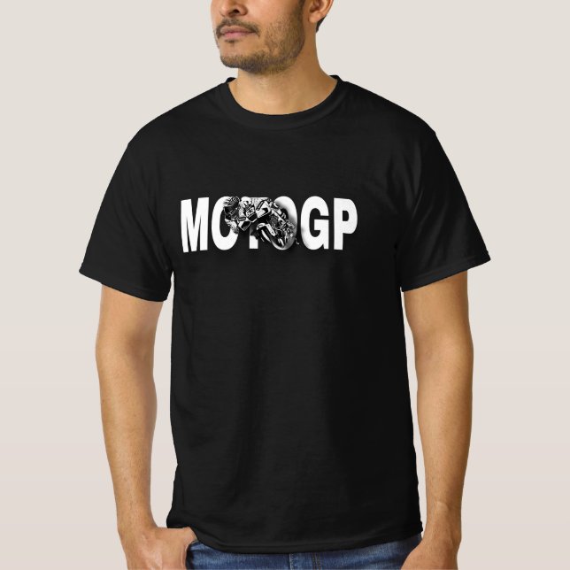 Dynamisk MotoGP-racingmotorcykelgrafik – Djärv Bl T Shirt (Framsida)
