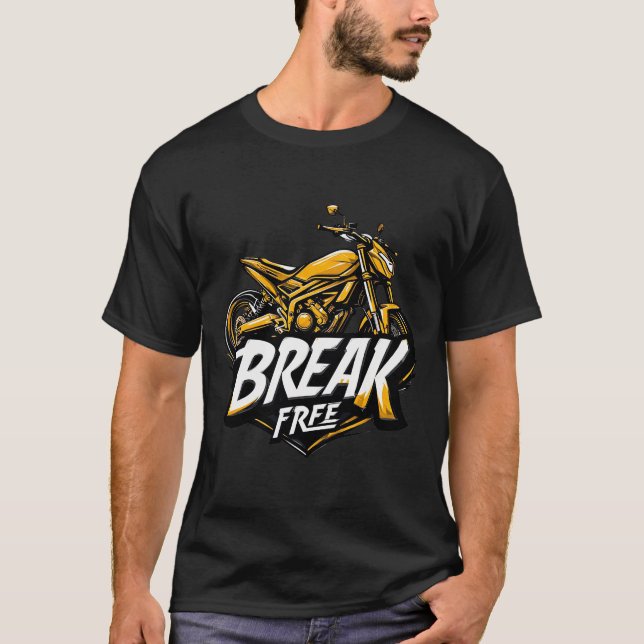 Dynamisk motorcykel med djärv typografi t shirt (Framsida)