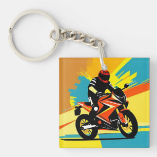 Dynamisk motorcykelillustration med förare